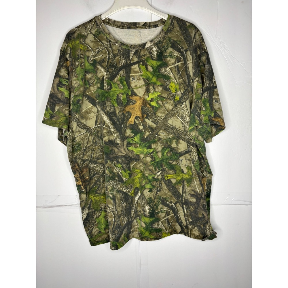 True‎ Timber Camo T-Shirt Mens XL Green Brown Oak Leaf Hunting Outdoor Tee